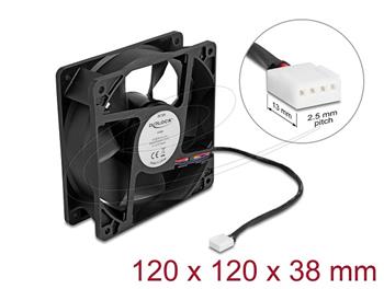 Delock Axiální ventilátor: 12 V DC, 120 x 120 x 38 mm, černý