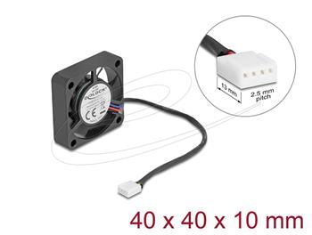 Delock Axiální ventilátor: 12 V DC, 40 x 40 x 10 mm, černý