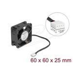 Delock Axiální ventilátor: 12 V DC, 60 x 60 x 25 mm, černý
