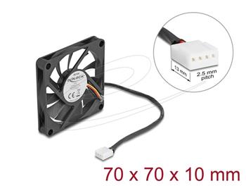 Delock Axiální ventilátor: 12 V DC, 70 x 70 x 10 mm, černý