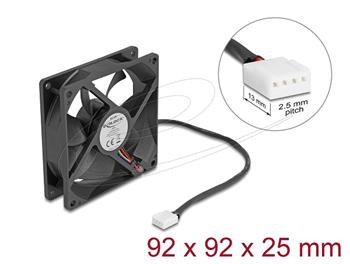 Delock Axiální ventilátor: 12 V DC, 92 x 92 x 25 mm, černý