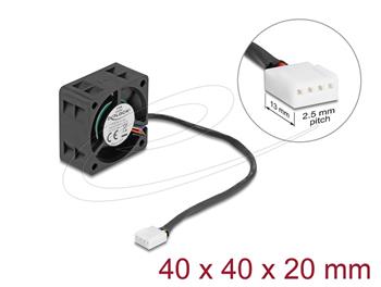 Delock Axiální ventilátor: 24 V DC, 40 x 40 x 20 mm, černý