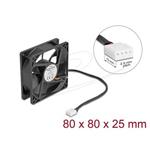 Delock Axiální ventilátor: 24 V DC, 80 x 80 x 25 mm, černý