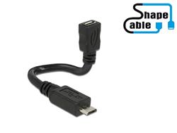 Delock Cable USB 2.0 Micro-B male > USB 2.0 Micro-B female OTG ShapeCable 0.15 m