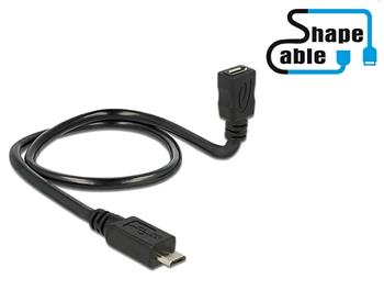 Delock Cable USB 2.0 Micro-B male > USB 2.0 Micro-B female OTG ShapeCable 0.50 m