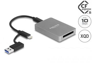 Delock Čtečka karet s rozhraním USB Type-C™ v hliníkovém krytu na paměťové karty CFexpress nebo XQD