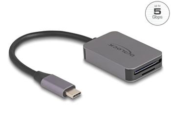 Delock Čtečka karet s rozhraním USB Type-C™ v hliníkovém krytu na paměťové karty SD nebo Micro SD