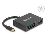 Delock Čtečka karet USB-C™ na paměťové karty XQD a SD + port rozhraní USB 5 Gbps Typ-A