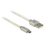 Delock Data and Charging Cable USB 2.0 Type-A male > USB 2.0 Micro-B male with textile shielding white 200 cm