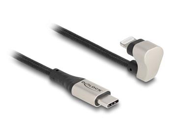 Delock Datový a nabíjecí kabel USB Type-C™ na Lightning™ pro iPhone™ a iPad™, 180°, pravoúhlá 1 m MFi