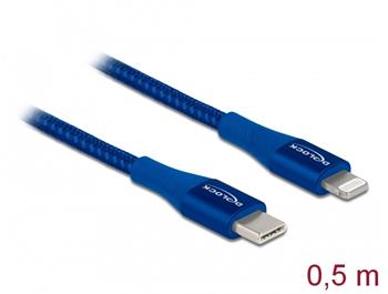 Delock Datový a nabíjecí kabel USB Type-C™ na Lightning™ pro iPhone™, iPad™ a iPod™ modrý 0,5 m MFi