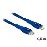 Delock Datový a nabíjecí kabel USB Type-C™ na Lightning™ pro iPhone™, iPad™ a iPod™ modrý 0,5 m MFi