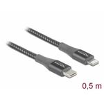 Delock Datový a nabíjecí kabel USB Type-C™ na Lightning™ pro iPhone™, iPad™ a iPod™ šedá 0,5 m MFi