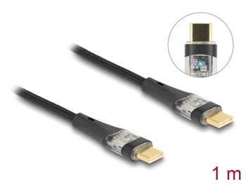 Delock Datový a rychlonabíjecí kabel USB 2.0 ze zástrčky USB Type-C™ na zástrčku, průhledný, PD 3.0 100 W, 1m