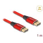 Delock DisplayPort kabel 16K 60 Hz 1 m červený kovový