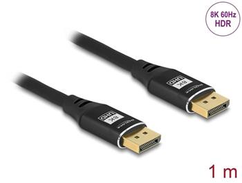 Delock DisplayPort kabel 8K 60 Hz 1 m černý kov