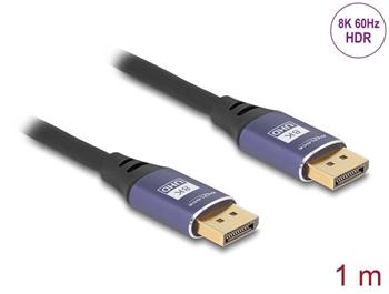 Delock DisplayPort kabel 8K 60 Hz 1 m lila kovový