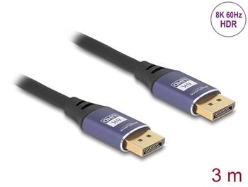 Delock DisplayPort kabel 8K 60 Hz 3 m lila kovový