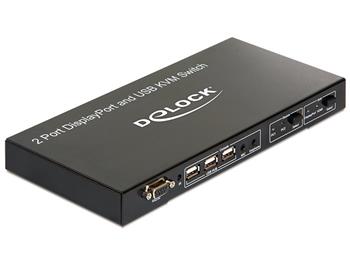Delock Displayport KVM Switch 2 > 1 s USB a Audio, pro PC a Mac,včetně kabeláže