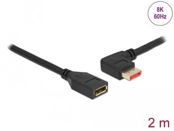 Delock DisplayPort prodlužovací kabel samec 90° pravoúhlý vlevo na samice 8K 60 Hz 2 m