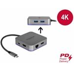 Delock Dokovací stanice USB Type-C™ pro mobilní zarízení 4K - HDMI / Hub / LAN / PD 3.0 s LED osvetlením