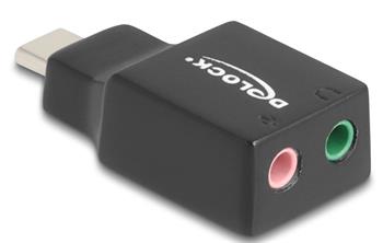 Delock Externí USB Type-C™ zvuková karta se zvukovým adaptérem Plug & Play se 2 x stereofonními konektory 3,5 mm pro PC