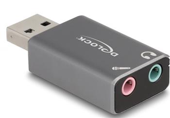 Delock Externí USB zvuková karta se zvukovým adaptérem Plug & Play se 2 x stereofonními konektory 3,5 mm pro PC, laptop