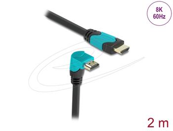 Delock High Speed HDMI kabel samec přímý na samec 90° pravoúhlý dolů 48 Gbps 8K 60 Hz 2 m