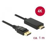 Delock Kabel Displayport 1.2 samec > High Speed HDMI-A samec pasivní 4K 1 m černý