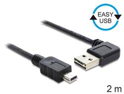 Delock kabel EASY-USB 2.0-A samec pravoúhlý > USB 2.0 mini samec, 2 m