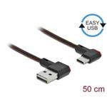 Delock Kabel EASY-USB 2.0 Typ-A samec na USB Type-C™ samec pravoúhlý levý / pravý 0,5 m černý