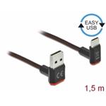 Delock Kabel EASY-USB 2.0 Typ-A samec na USB Type-C™ samec pravoúhlý nahoru / dolů 1,5 m černý