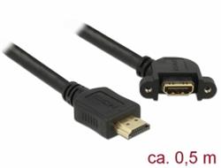 Delock Kabel HDMI-A samec > HDMI-A samice montážní panel 110° pravoúhlý 4K 30 Hz 0,5 m