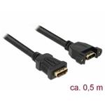 Delock Kabel HDMI-A samice > HDMI-A samice montážní panel 4K 30 Hz 0,5 m