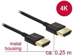 Delock Kabel High Speed HDMI s Ethernetem - HDMI-A samec > HDMI-A samec 3D 4K 0,25 m Slim High Quality