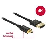 Delock Kabel High Speed HDMI s Ethernetem - HDMI-A samec > HDMI Micro-D samec 3D 4K 0,5 m Slim Premium