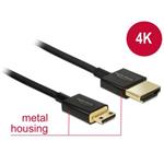 Delock Kabel High Speed HDMI s Ethernetem - HDMI-A samec > HDMI Mini-C samec 3D 4K 1,5 m Slim Premium