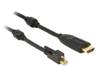Delock Kabel mini Displayport 1.2 samec se šroubky > HDMI samec 4K aktivní černý 5 m