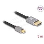 Delock Kabel mini DisplayPort na DisplayPort 8K 60 Hz 3 m šedá kovová bez západky