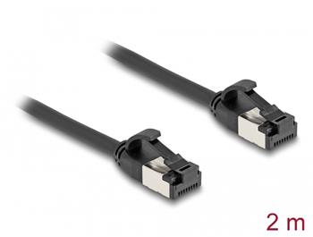 Delock Kabel RJ45 ze zástrčky na zástrčku, Cat.8.1, ohebný, 2 m, černý