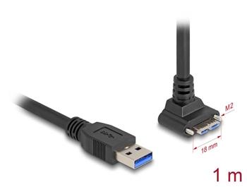 Delock Kabel s rozhraním USB 5 Gbps, se zástrčkou USB Typ-A, přímá, na zástrčku USB Micro-B, se šrouby, pravoúhlá nahor