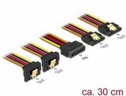 Delock Kabel SATA 15 pin napájecí samec s aretací > SATA 15 pin napájecí samice 2 x přímý / 2 x dolů 30 cm