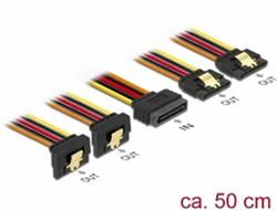 Delock Kabel SATA 15 pin napájecí samec s aretací > SATA 15 pin napájecí samice 2 x přímý / 2 x dolů 50 cm