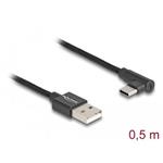 Delock Kabel USB 2.0 Typ-A samec na USB Type-C™ samec pravoúhlý 0,5 m černý