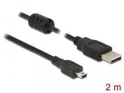 Delock Kabel USB 2.0 Typ-A samec > USB 2.0 Mini-B samec 2,0 m černý