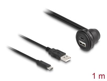 Delock Kabel USB 2.0, ze zástrčky USB Typ-A a zástrčky USB Type-C™ na zásuvku USB Typ-A, pravoúhlou 90° a na zásuvku US