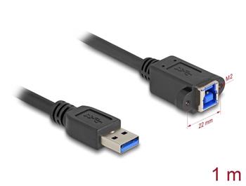 Delock Kabel USB 5 Gbps, ze zástrčkového rozhraní USB Typu-A na zásuvkové rozhraní USB Typu-B, k instalaci, 1 m, černý