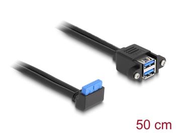 Delock Kabel USB 5 Gbps ze zásuvkového pinového konektoru, na 2 x zásuvky rozhraní USB 5 Gbps Typ-A, k vestavění, 50 c