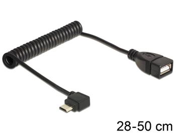 Delock kabel USB micro B samec pravoúhlý > USB 2.0-A samice, OTG, kroucený kabel