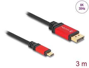 Delock Kabel USB Type-C™ na DisplayPort (DP Alt Mód) 8K 30 Hz s funkcí HDR 3 m červená